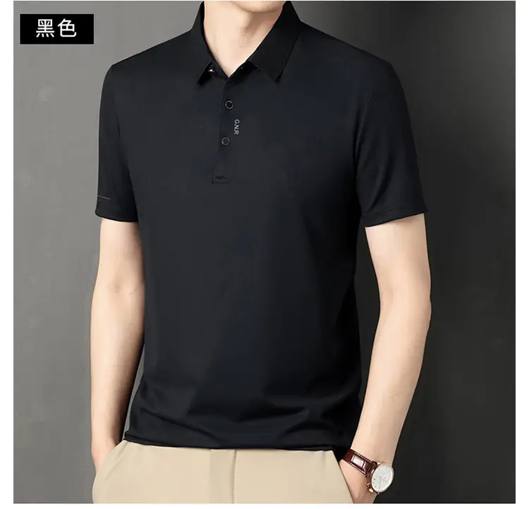 Men Navy Waffle Polo Shirt 2023 Summer — feature 26