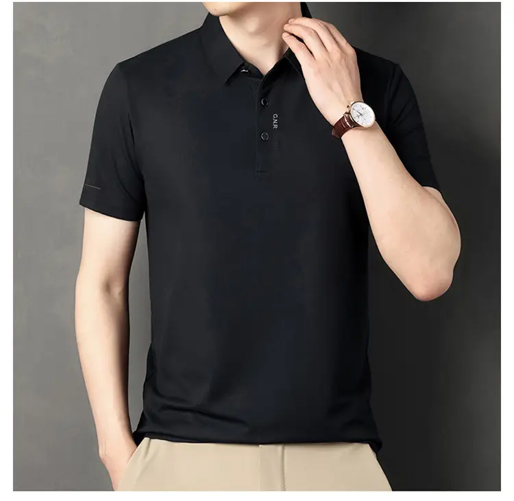Men Navy Waffle Polo Shirt 2023 Summer — feature 28