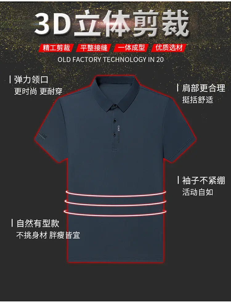 Men Navy Waffle Polo Shirt 2023 Summer — feature 3