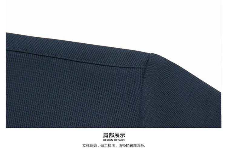 Men Navy Waffle Polo Shirt 2023 Summer — feature 30