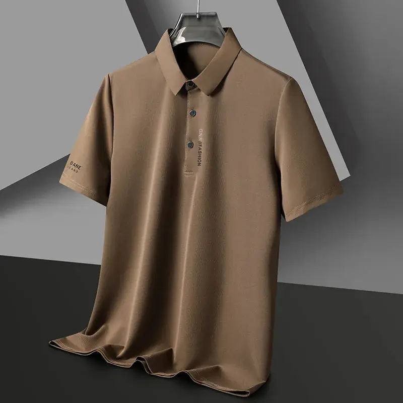 Men Navy Waffle Polo Shirt 2023 Summer