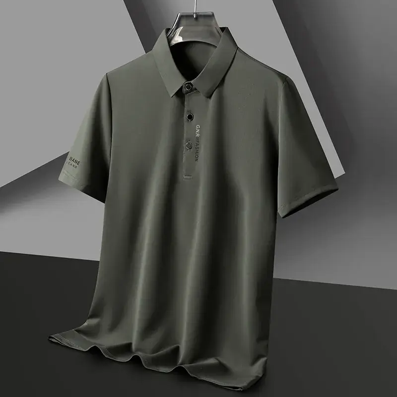 Men Navy Waffle Polo Shirt 2023 Summer