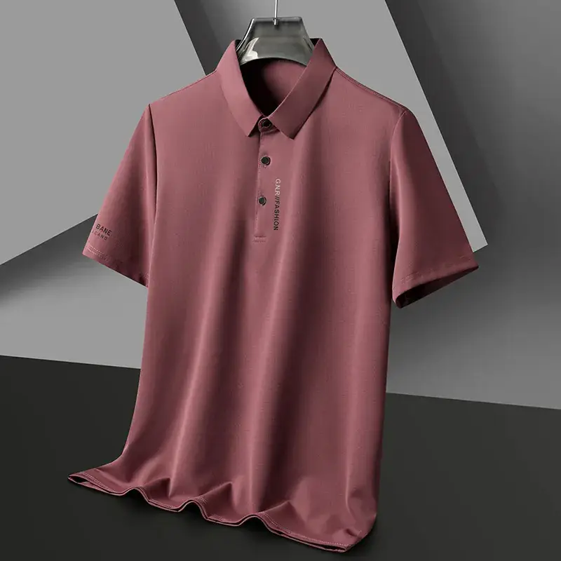 Men Navy Waffle Polo Shirt 2023 Summer