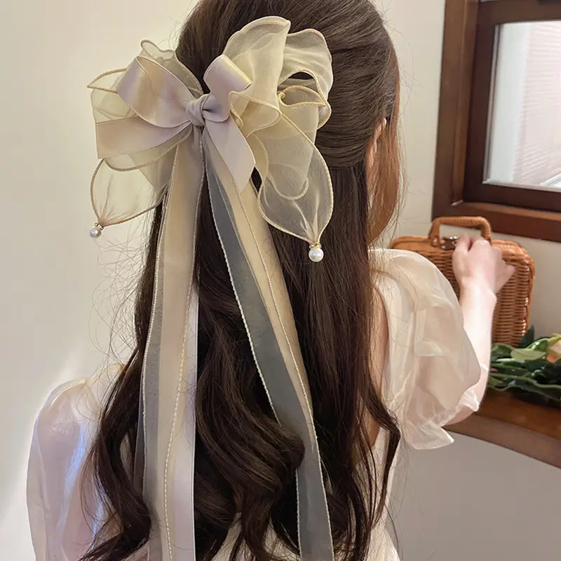 2023 New Super Fairy Big Bow Hair Accessories Women's Head High-grade Spring Clip Headwear - Image 5