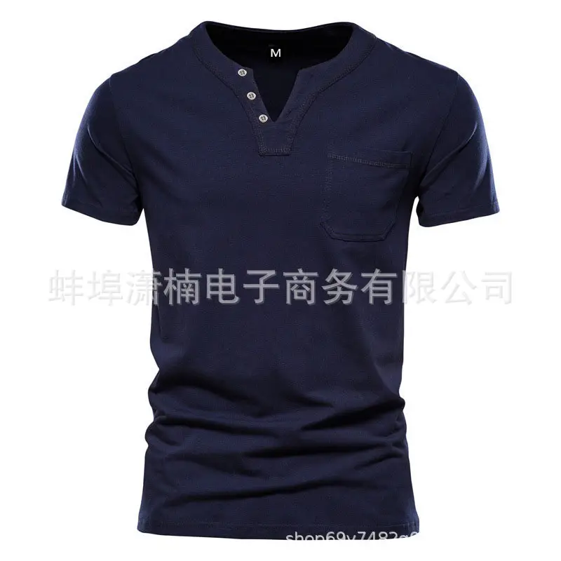 2023 V-Neck Short Sleeve Men T-Shirt White — feature 2