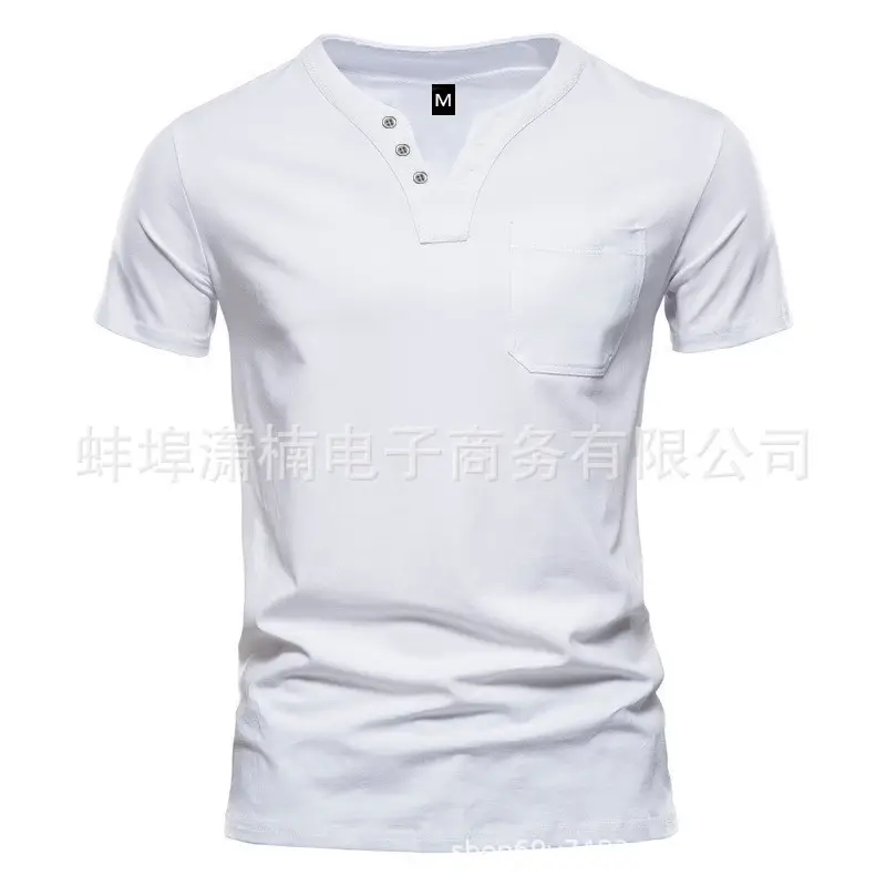 2023 V-Neck Short Sleeve Men T-Shirt White — feature 5