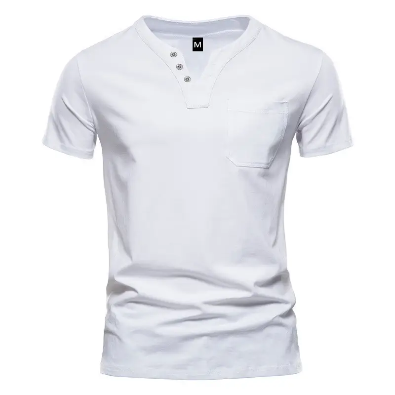 2023 V-Neck Short Sleeve Men T-Shirt White - Image 5