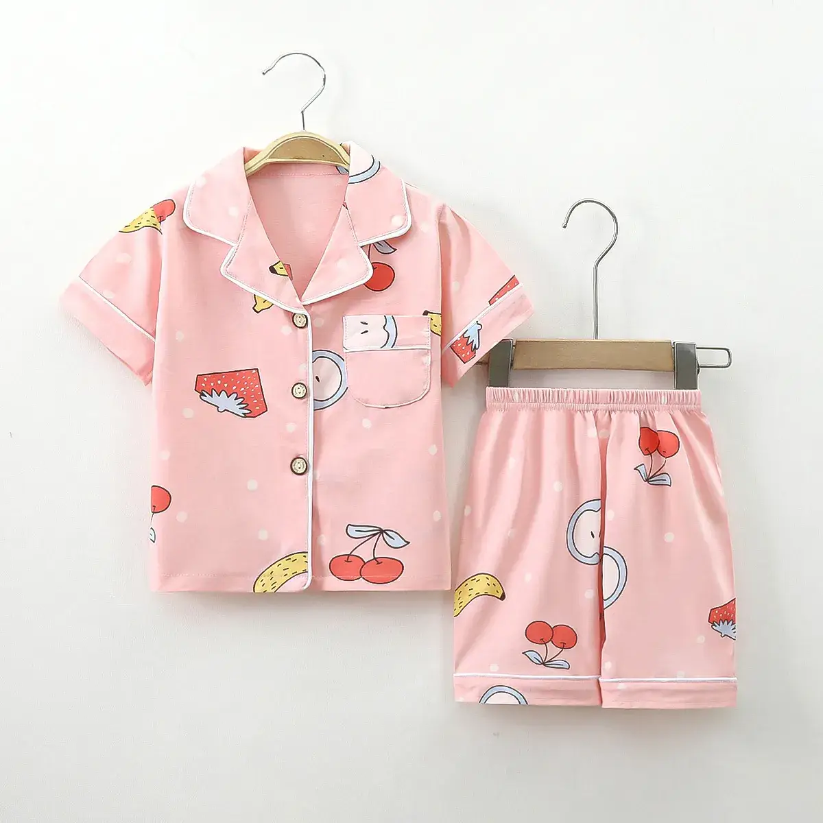 2024 Cotton Kids Pajamas Two-Piece Set Pink & Yellow Medium Large - Image 6