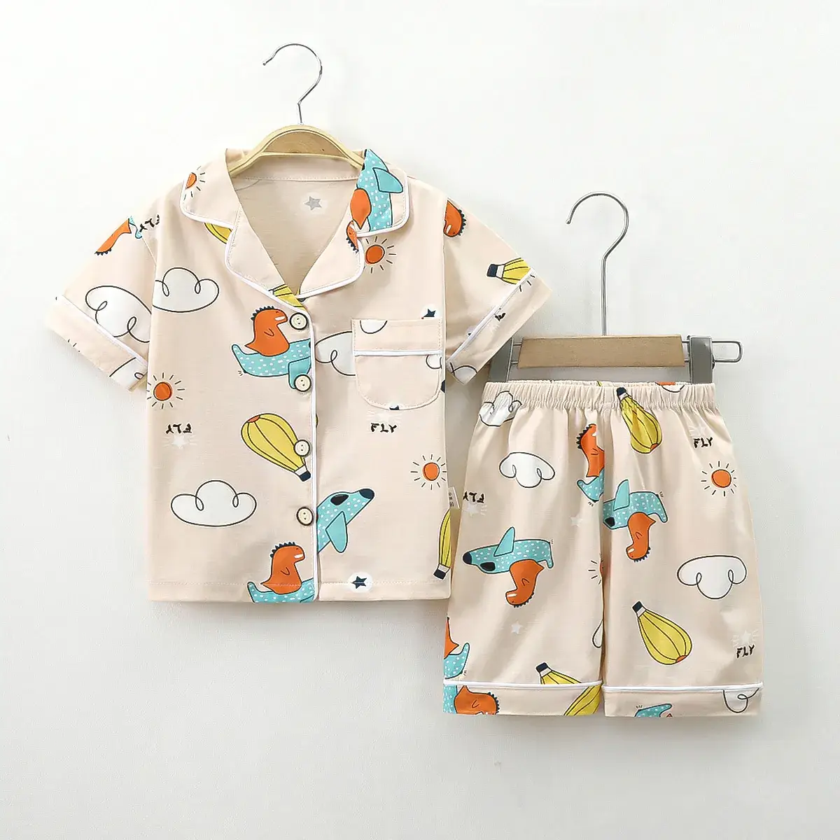 2024 Cotton Kids Pajamas Two-Piece Set Pink & Yellow Medium Large - Image 7