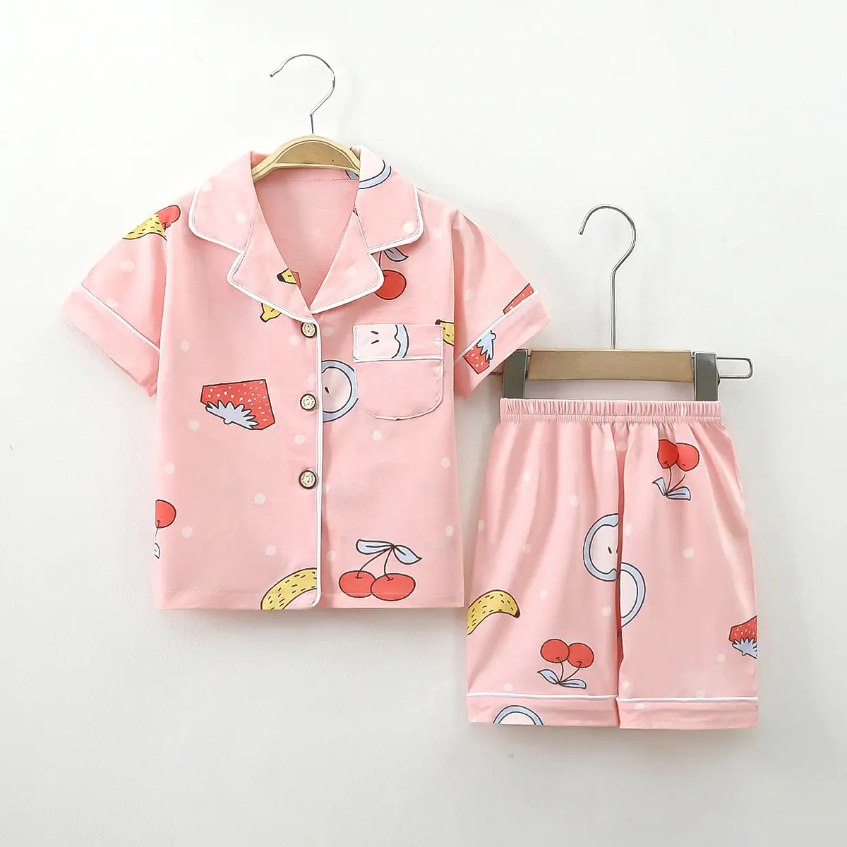 2024 Cotton Kids Pajamas Two-Piece Set Pink & Yellow Medium Large — feature 18