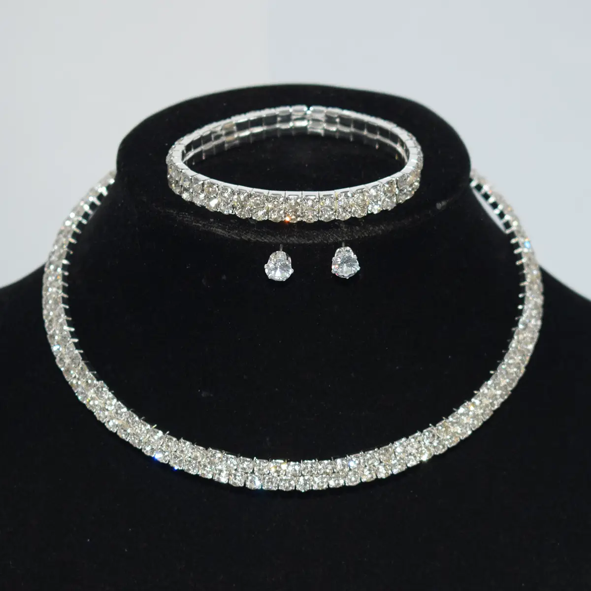 Three Piece Pearl Diamond Necklace Set Gold Plated - Image 14