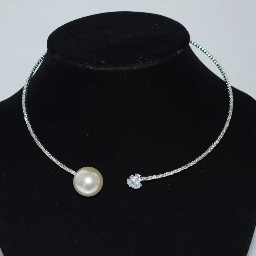 Three Piece Pearl Diamond Necklace Set Gold Plated - Image 7