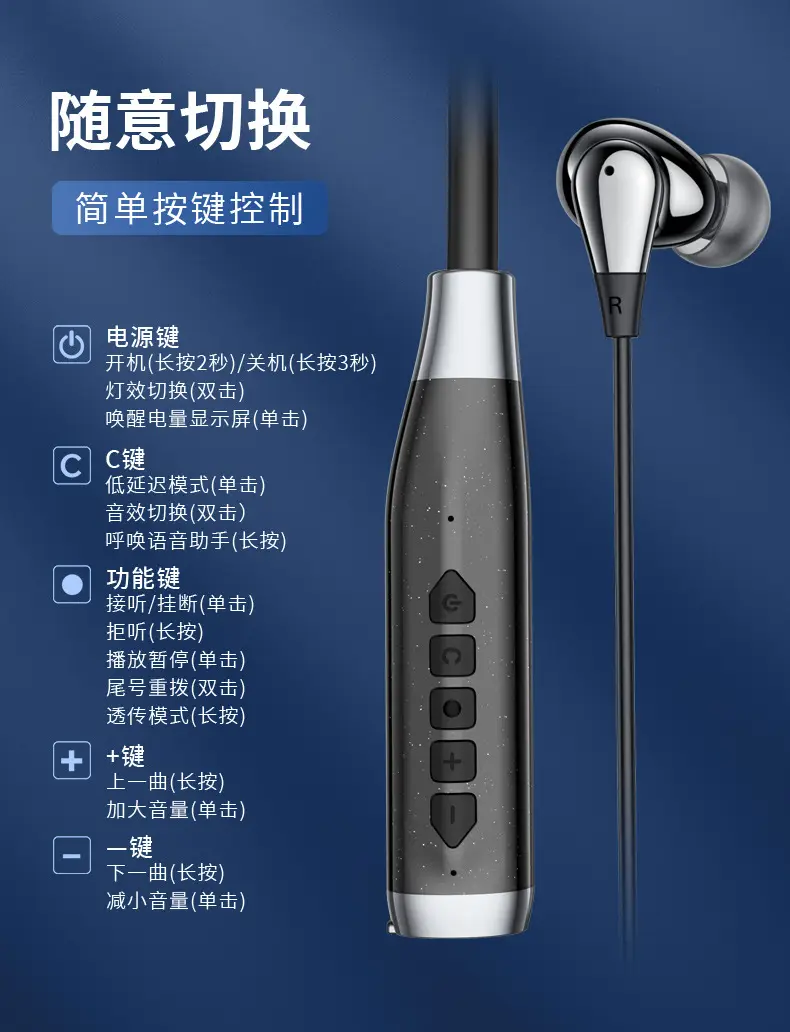 Bluetooth Headset with震动提醒 & 4-Speaker Wireless — feature 18