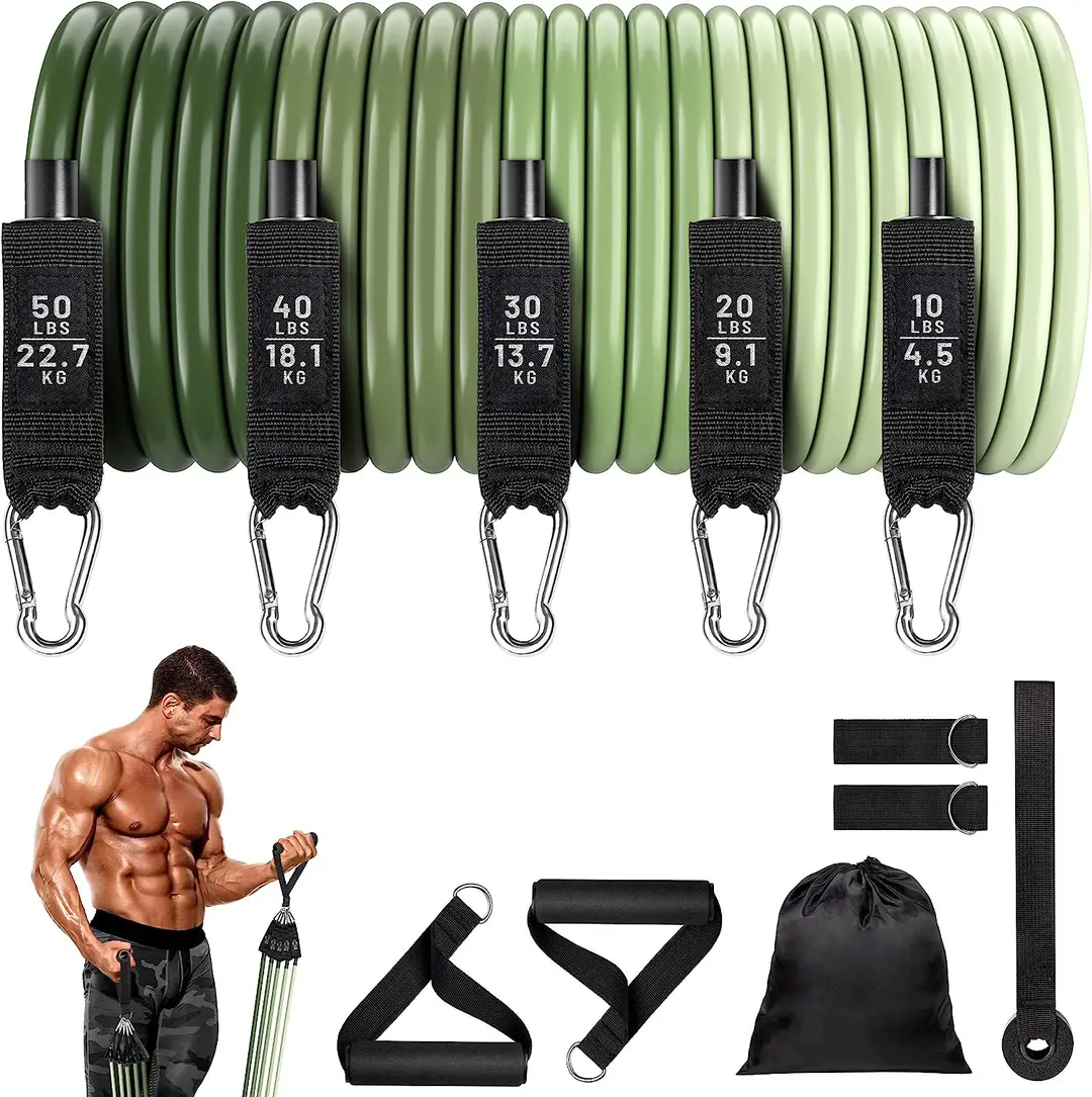 Amazon's Best-Selling 11-Piece Fitness Tension Rope Set Yoga Tensioner Men's Home Resistance Band Training Rope — feature 9