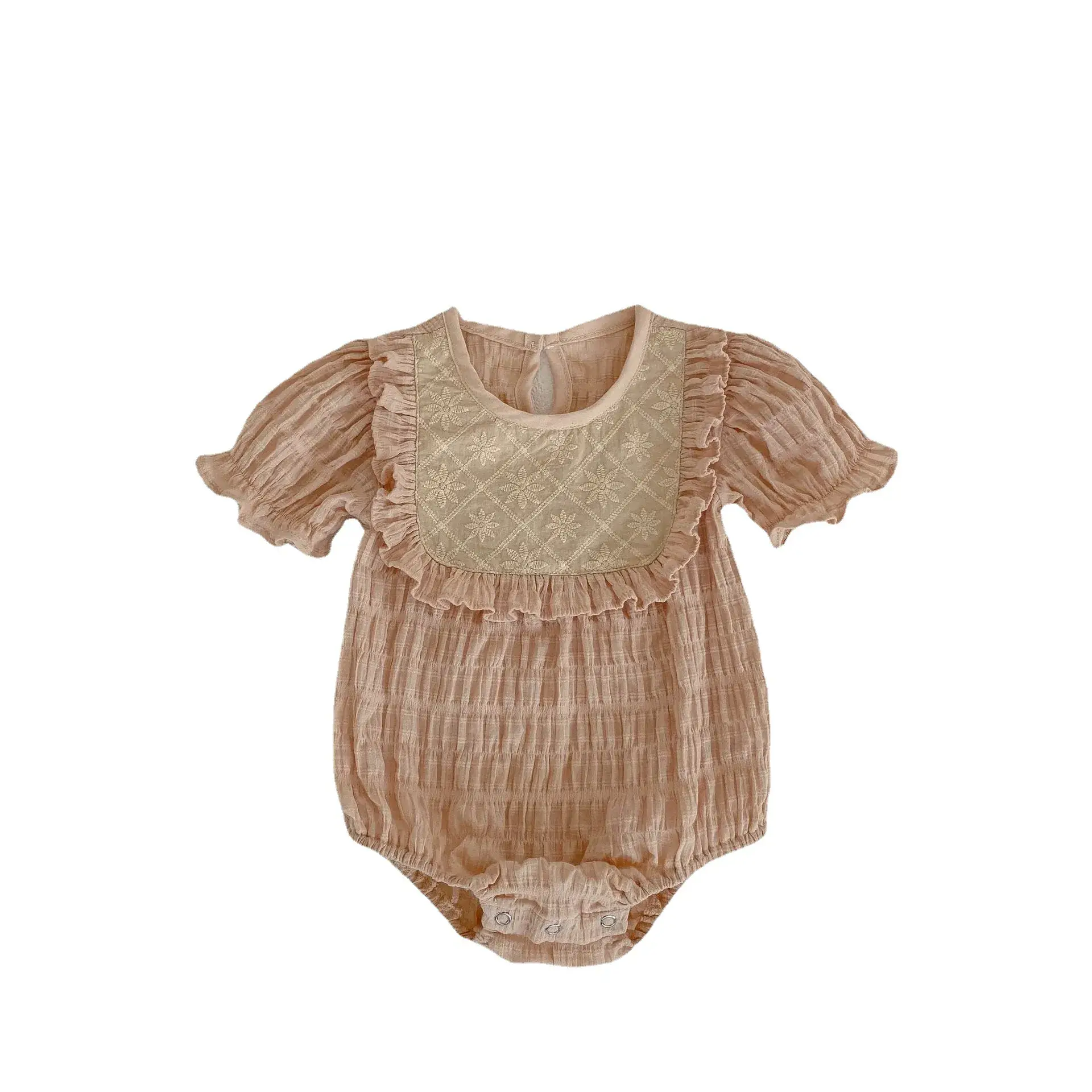Baby Jacquard Suit Beige White Ear-Triangle Shorts - Image 6