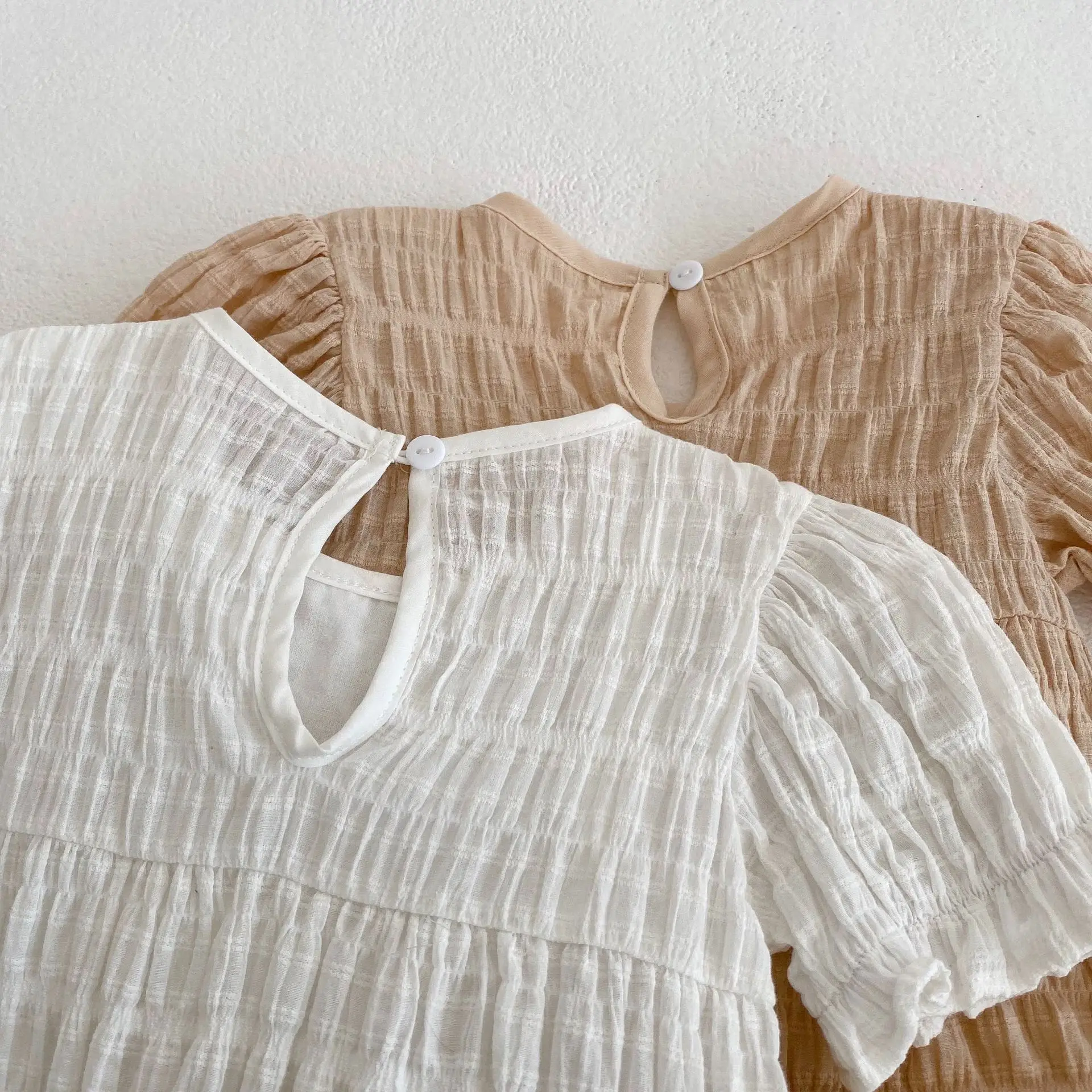 Baby Jacquard Suit Beige White Ear-Triangle Shorts — feature 12