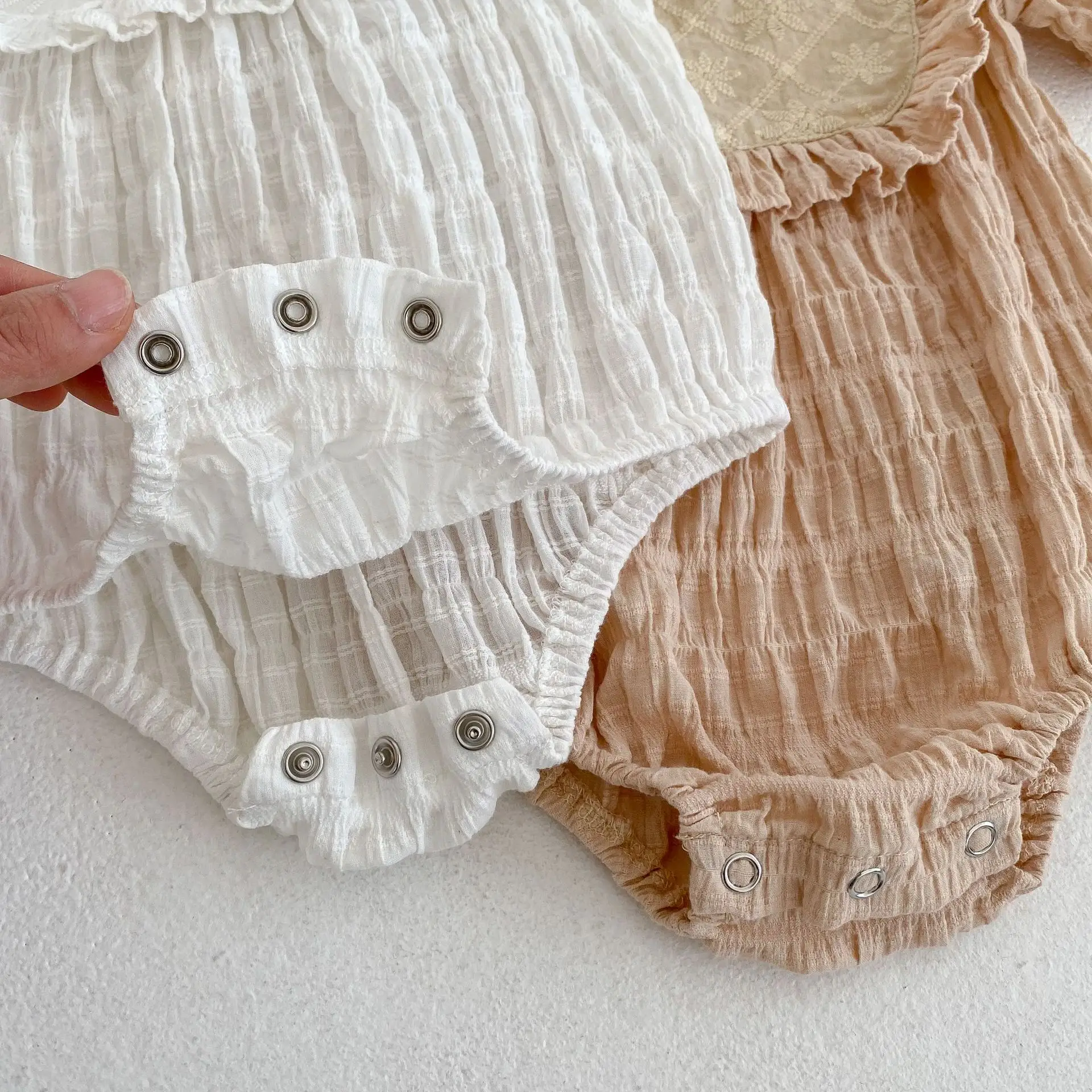 Baby Jacquard Suit Beige White Ear-Triangle Shorts — feature 14