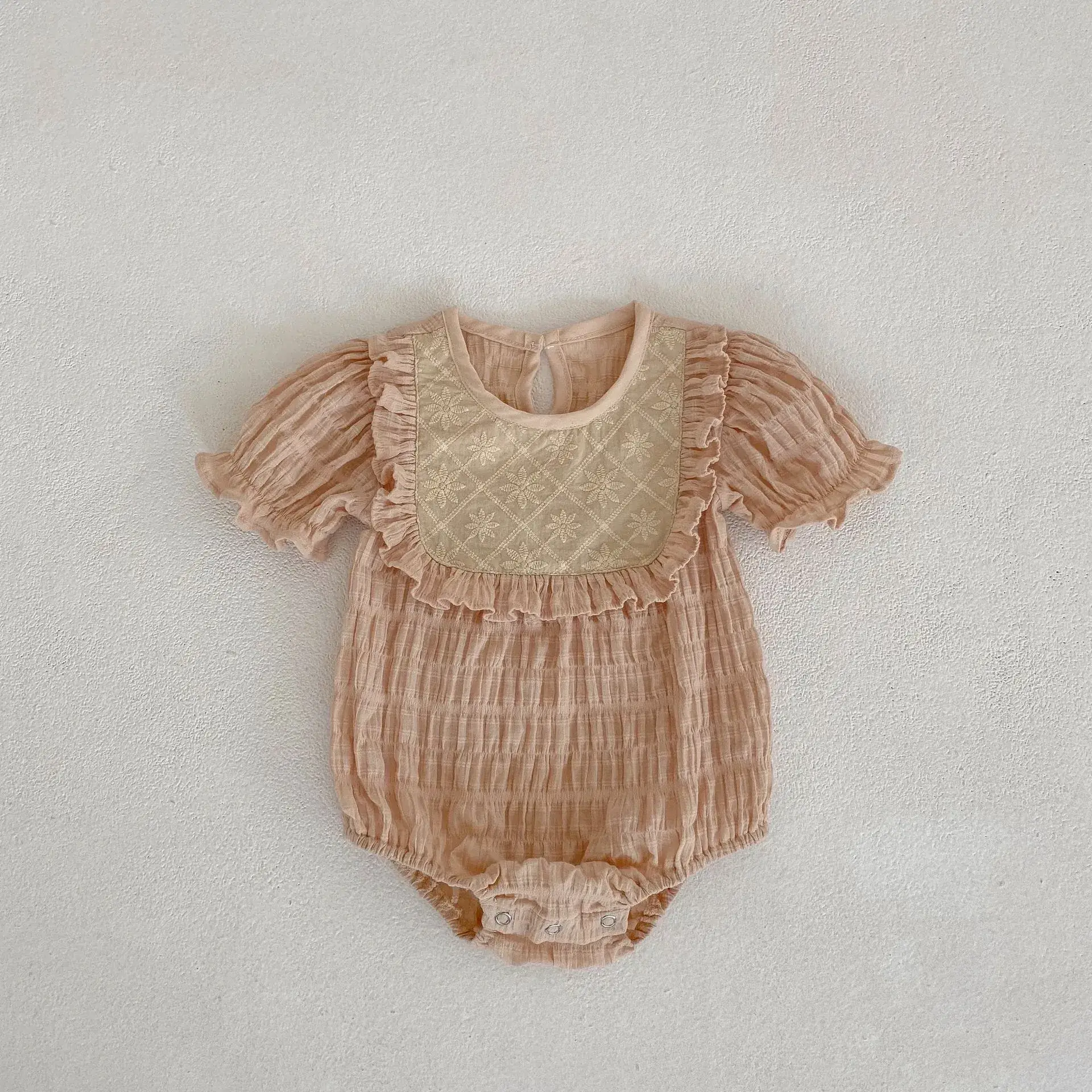 Baby Jacquard Suit Beige White Ear-Triangle Shorts — feature 8
