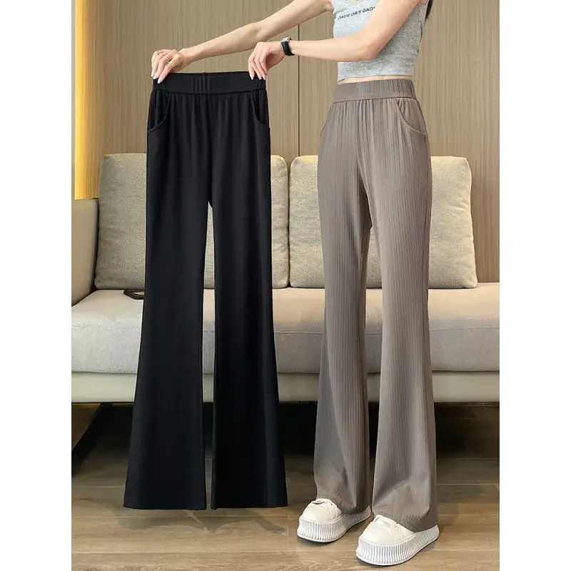 Women Ice Silk Flared Pants Summer 2023 - Image 5