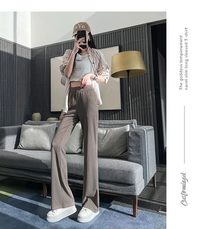 Women Ice Silk Flared Pants Summer 2023 - Image 3