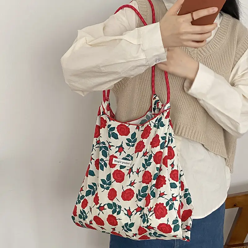 Yeyu Floral Canvas Shoulder Bag Large Capacity Women - Image 11