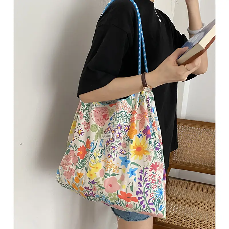Yeyu Floral Canvas Shoulder Bag Large Capacity Women - Image 3