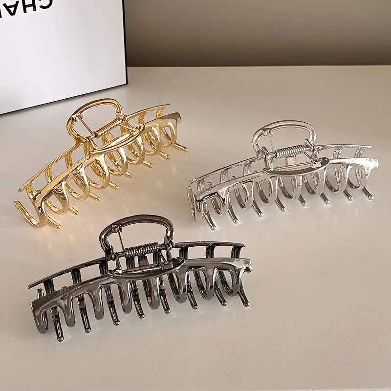 Silver Large Metal Hair Clip for Women Volume Hair Accessory - Image 6