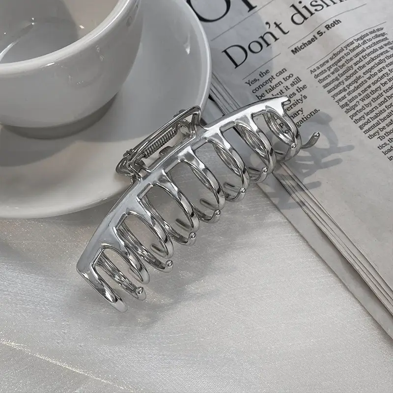 Silver Large Metal Hair Clip for Women Volume Hair Accessory - Image 2