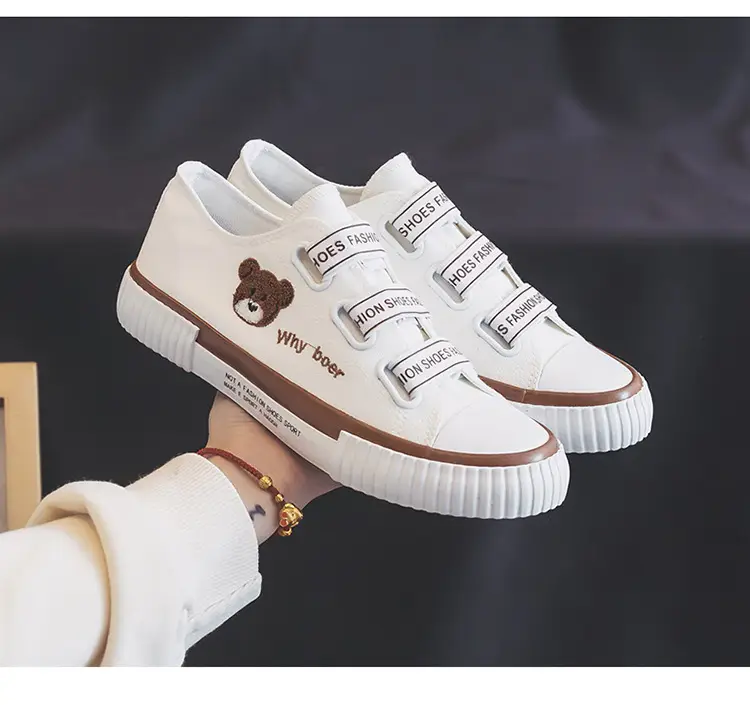 Women's White Canvas Low-Top Sneakers with Elastic Band — feature 11