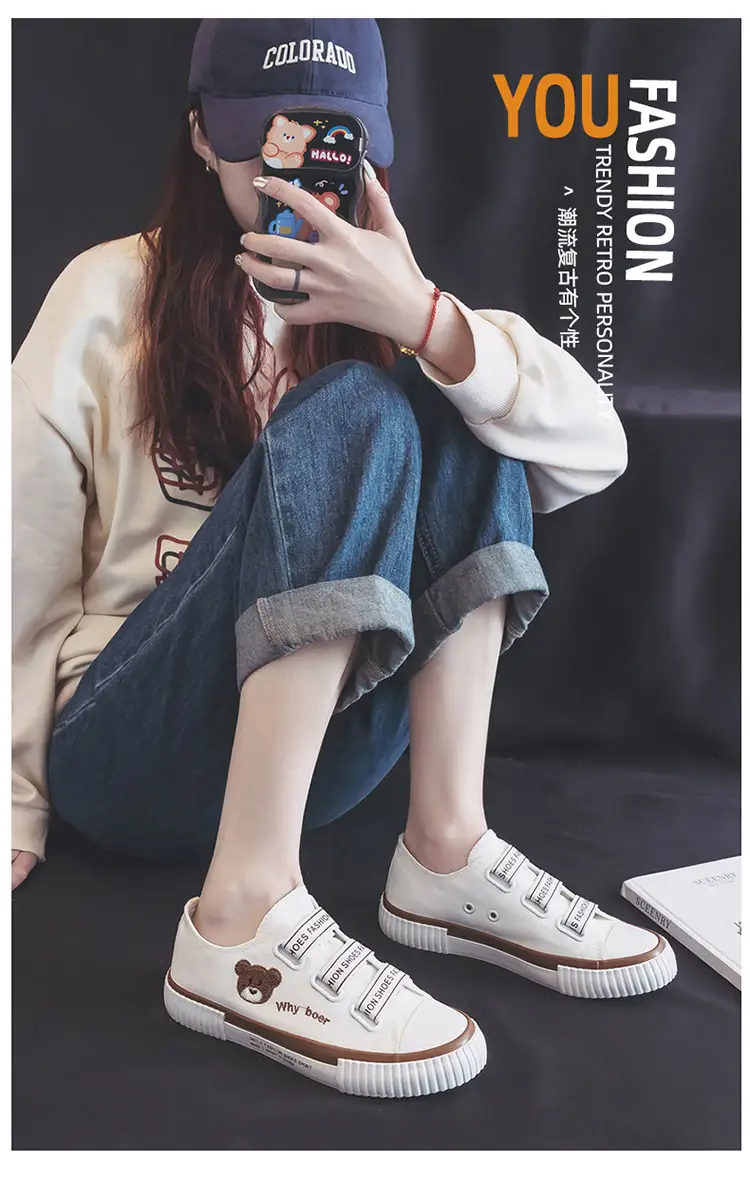Women's White Canvas Low-Top Sneakers with Elastic Band — feature 2