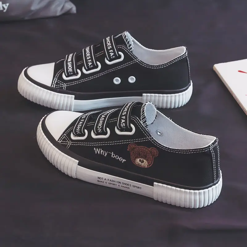 Women's White Canvas Low-Top Sneakers with Elastic Band - Image 2