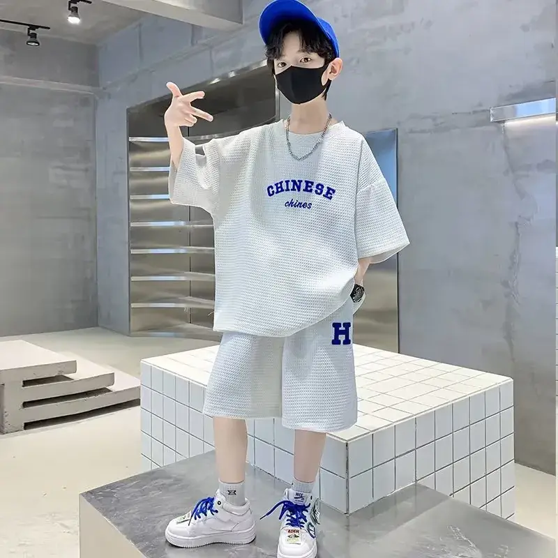 Men's Light Blue Zhongda Shorts Set with Graphic Tee - Image 4