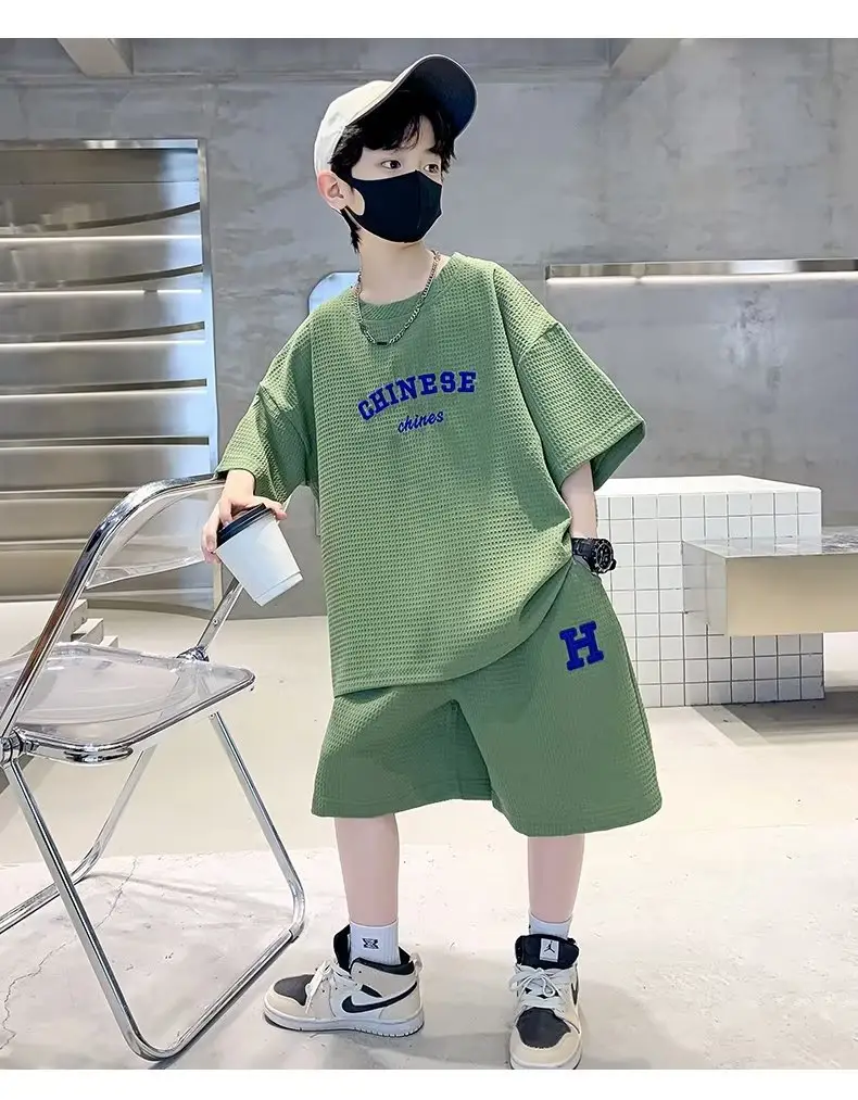 Men's Light Blue Zhongda Shorts Set with Graphic Tee — feature 10