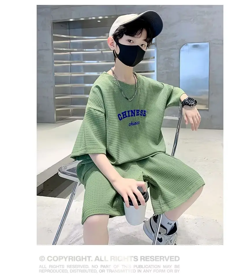 Men's Light Blue Zhongda Shorts Set with Graphic Tee — feature 12