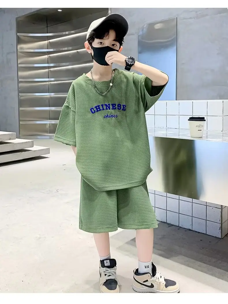 Men's Light Blue Zhongda Shorts Set with Graphic Tee — feature 13
