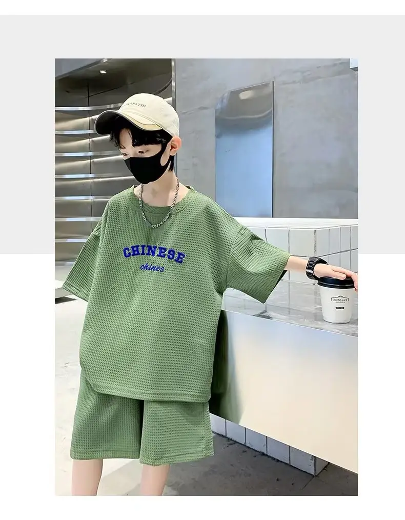 Men's Light Blue Zhongda Shorts Set with Graphic Tee — feature 14