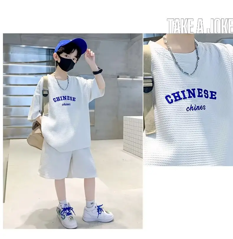 Men's Light Blue Zhongda Shorts Set with Graphic Tee — feature 17