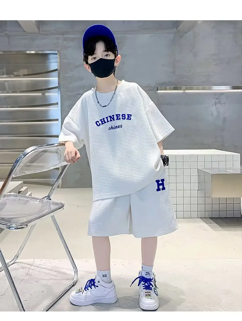 Men's Light Blue Zhongda Shorts Set with Graphic Tee — feature 18