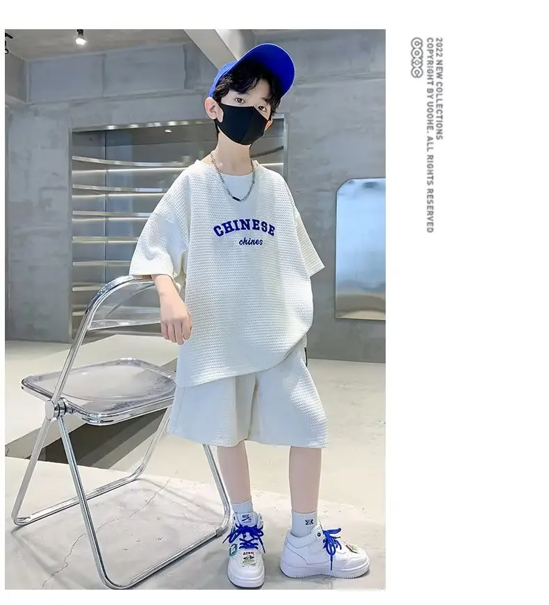 Men's Light Blue Zhongda Shorts Set with Graphic Tee — feature 19