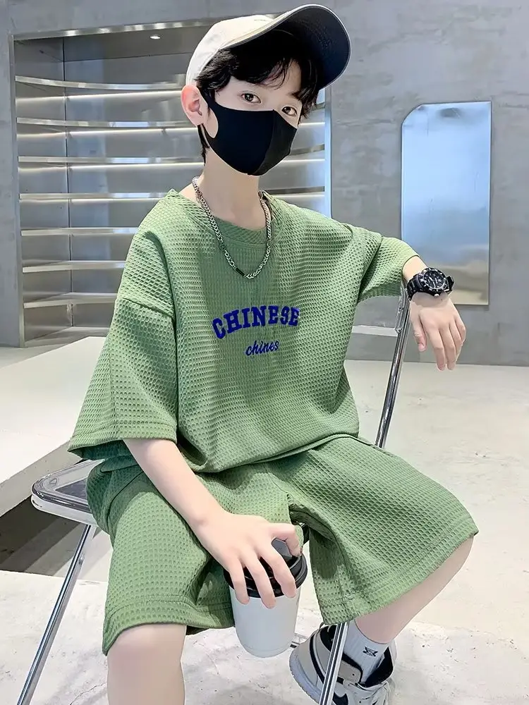 Men's Light Blue Zhongda Shorts Set with Graphic Tee — feature 24