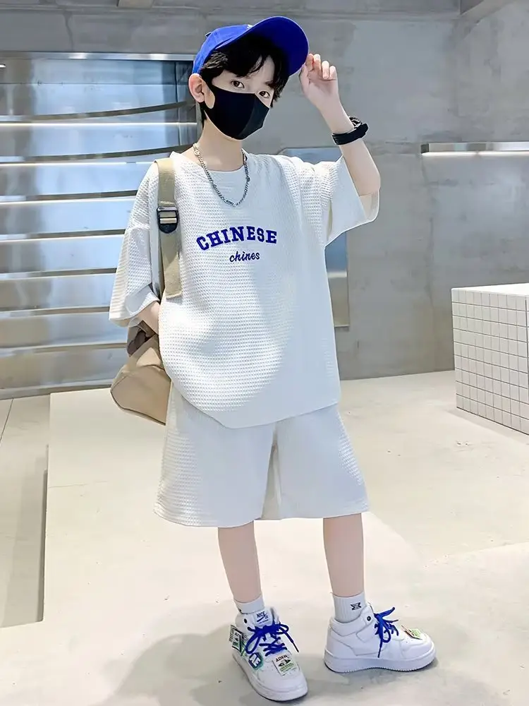 Men's Light Blue Zhongda Shorts Set with Graphic Tee — feature 25