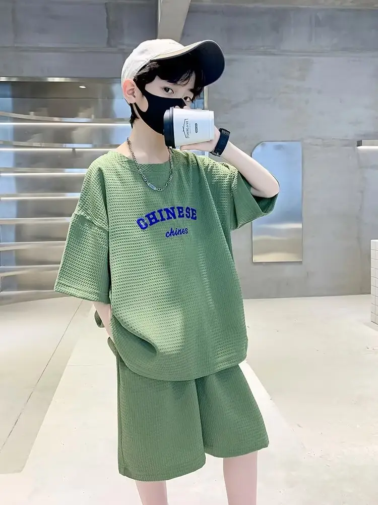 Men's Light Blue Zhongda Shorts Set with Graphic Tee — feature 28