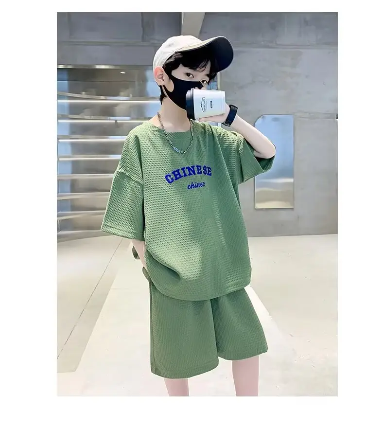 Men's Light Blue Zhongda Shorts Set with Graphic Tee — feature 8