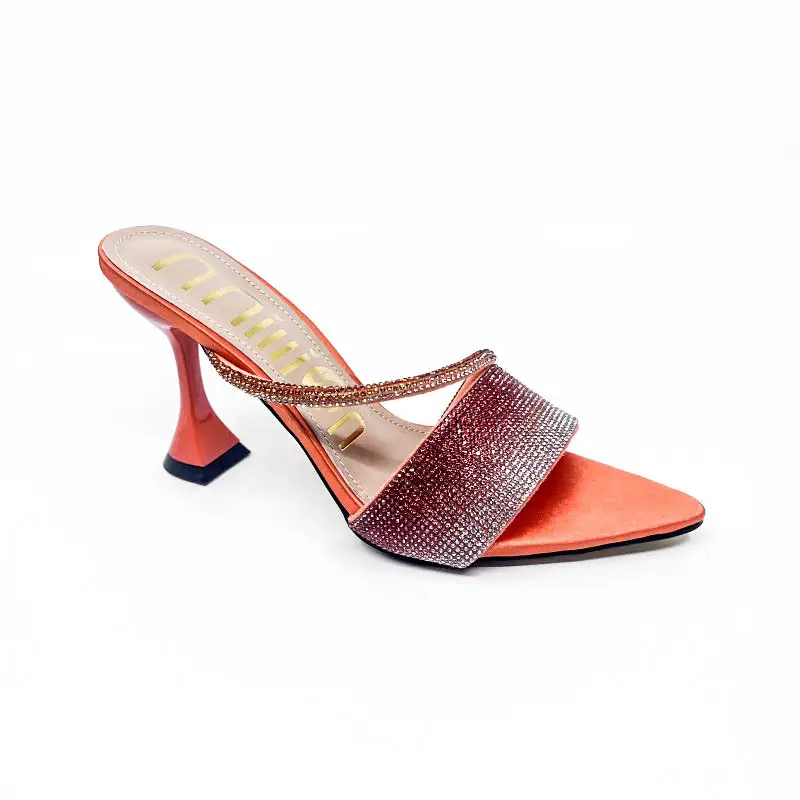 African High-Heeled Sandals for Women, Pointed Toe with Sparkling Rhinestones, Summer Style, Fashionable, Cross-Border, High-End Heels Slipper - Image 9