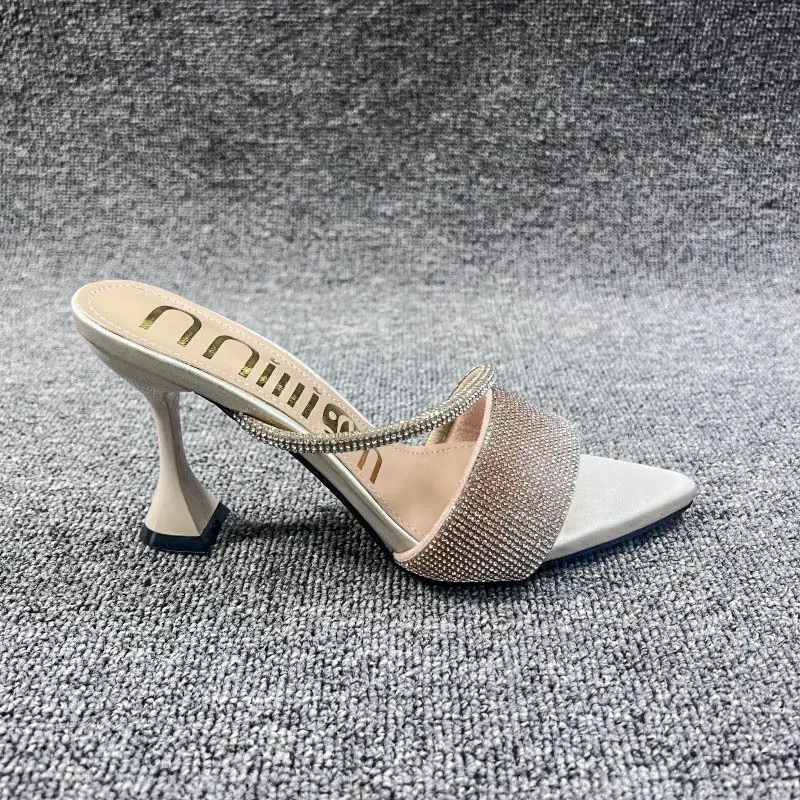 African High-Heeled Sandals for Women, Pointed Toe with Sparkling Rhinestones, Summer Style, Fashionable, Cross-Border, High-End Heels Slipper — feature 16