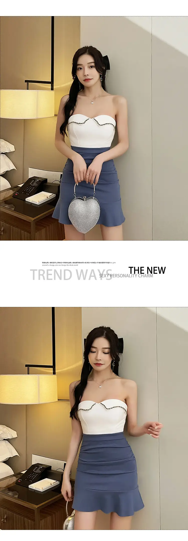 2025 Sexy Tube Top Ruffled Hip-Cover Short Skirt Set — feature 1