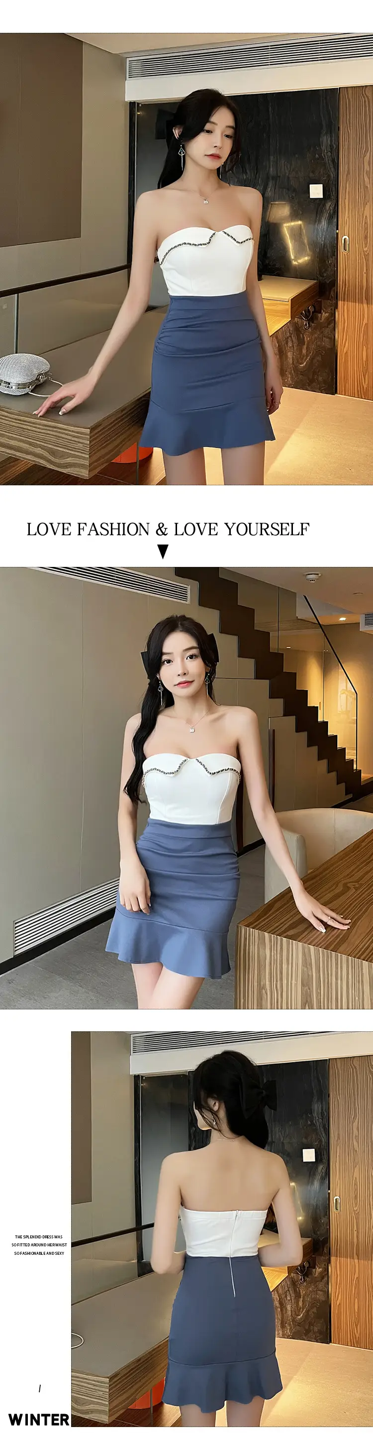 2025 Sexy Tube Top Ruffled Hip-Cover Short Skirt Set — feature 5
