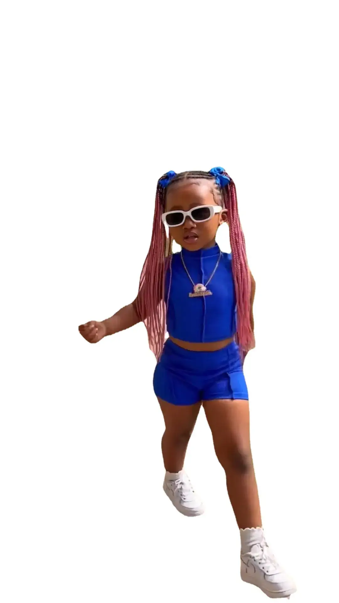 Girls Sleeveless Blue Shorts Set for Girls 2023 - Image 5