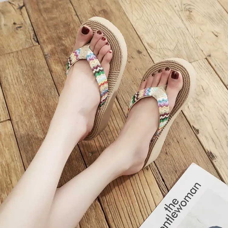 Women Straw Sandals with Colorful Embroidery - Image 4