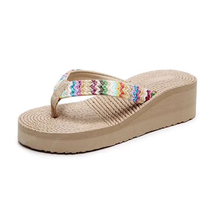 Women Straw Sandals with Colorful Embroidery - Image 6